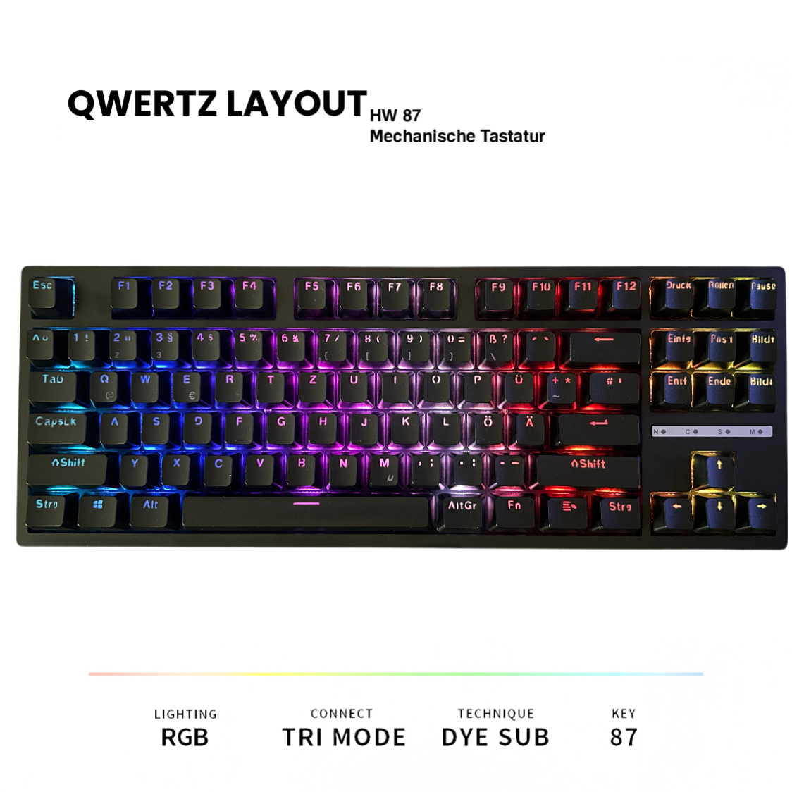 ByrexTech HW-87 – Weiß/Schwarz| 80% TKL Hot-Swap Gaming-Tastatur