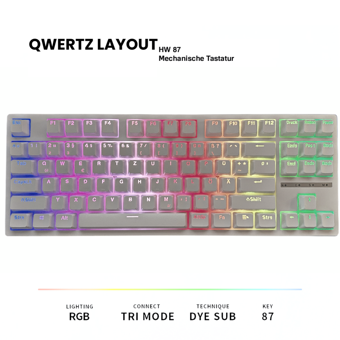 Produktbild der weißen HW-87 QWERTZ Layout